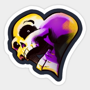 Non-Binary Heart-Skull Sticker